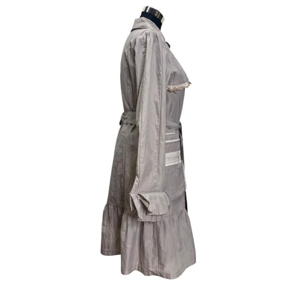 VTG Y2K Anthropologie Hazel Boho Jacket Taupe Lightweight Raw Hems Pockets M #g - Picture 3 of 13